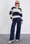 Striped Half Button Polo Neck Knitwear Sweater - 4