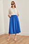 Women's Cobalt Blue Pocket Elastic Waist Midi Woven Bell Skirt Etk- 19000271 - 5