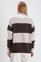 Striped Half Button Polo Neck Knitwear Sweater - 8