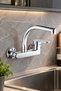 Chrome Wall Mounted Kitchen Faucet On-Off – Long Spout – Polished Chrome Faucet