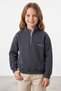 3 Thread Half-Zipper High Collar Girls' Sweatshirt - 2