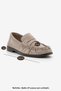 Women's Genuine Leather Oval Toe Moccasin Stitched Drawstring Loafer Casual Shoes Lefora Beige Suede - 9