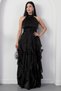 Halter Neck Ruffled Satin Dress Eli̇6073 - 5