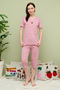 Butterfly Patterned Short Sleeve Plus Size Capri Pajama Set