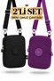 2-Piece Women's Waterproof Mini Phone Wallet and Passport Neck Strap Cross Shoulder Bag