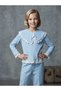 Girl's Mobile Collar Blouse Brode Detailed 2-Piece Set - 3