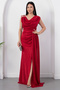 Shoulder-Accessory Glittery Cowl Neck Dress 39878