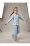 Girl's Mobile Collar Blouse Brode Detailed 2-Piece Set - 2