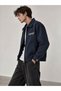 Velocity Embroidered Navy Blue Zippered Men's Canvas Jacket (Unlined Thin Seasonal) - 2