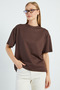 Ruffled Back Crew Neck Modal T-Shirt