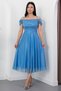 Square Neck Strap Glitter Tulle Dress 39976 - 5