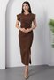 Crew Neck Buckled Ruched Dress YZC25Y228 - 5