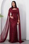 Strapless Neckline Beaded Shawl Detail Dress Etk503 - 5