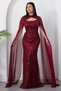 Strapless Neckline Beaded Shawl Detail Dress Etk503 - 7