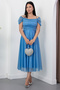 Square Neck Strap Glitter Tulle Dress 39976