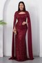 Strapless Neckline Beaded Shawl Detail Dress Etk503 - 4