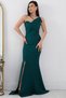 Pearl Detailed Long Fishnet Evening Dress with Slit 13218 - 6