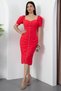 Heart Neckline Gathered Dress with Stones on the Front 22144 - 4