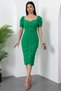 Heart Neckline Gathered Dress with Stones on the Front 22144
