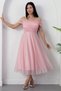 Square Neck Strap Glitter Tulle Dress 39976 - 6