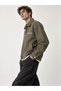 Velocity Embroidered Khaki Zippered Men's Canvas Jacket (Unlined Thin Seasonal)