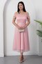 Square Neck Strap Glitter Tulle Dress 39976 - 4