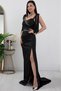 Satin Evening Dress with Stones on the Front and Waist Dmn4641 - 4