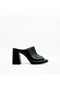 Black Leather Platform Heeled Slippers – 9 cm High Heels - 2