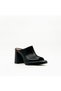 Black Leather Platform Heeled Slippers – 9 cm High Heels - 4