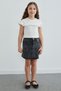23 April Elastic Waist Star Embroidered and Stoned Girls' Jean Skirt