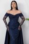 Strpalez Collar Satin Shawl Detail Beaded Dress Ecr5879 - 2