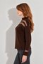 Transparent Striped Knitwear Sweater Knitwear Blouse 1107 Brown - 3