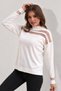 Transparent Striped Knitwear Sweater Knitwear Blouse 1107 Ecru - 6