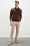 Half-Zip Striped Polo Collar Knit Sweater - 3
