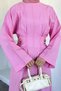 Pleated Hijab Dress with Gold Buckle Detail and Waist Belt - 4
