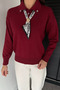 Gülseli Women's Polo Collar Knitwear Blouse with Scarf and Brooch - 5