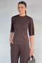 Women's Crew Neck Ribbed T-Shirt and Elastic Waist Pants Two-Piece Set - 3