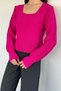 Gülseli Square Collar Knitted Patterned Women's Sweater