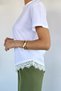 Women's Crew Neck Asymmetrical Cut Lace Detailed T-Shirt - 5