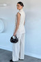 Women's Double-Breasted Collar Gold Detailed Vest and Elastic Waist Trousers Two-Piece Set - 4