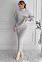 Women's Full Turtleneck Ribbed Knitwear Sweater Skirt Two-Piece Set - 4