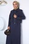 Long Sleeve Dress with Elastic Waist and Zippered Vest, Islamic Clothing, Two-Piece Set - 6