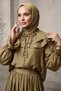 Collared Lace-Up Lined Blouse Skirt Hijab Double Set - 6