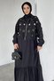 Gülseli Plain Dress Stone Embellished Jacket Hijab Double Set - 4