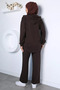 Stylish Energy Zippered Sweat Pants Hijab Double Set - 4