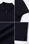 Men's Polo Collar Self-Patterned Front Half Zipper T-Shirt - 4