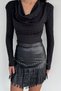 Women's Tassel Detailed Faux Leather Mini Skirt - 4