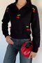 Women's Three-Thread Embroidered Cherry Sweatshirt - 3