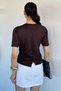 Women's Crew Neck T-Shirt with Side Drawstring Detail - 4