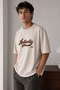 Men's Crew Neck Embossed Printed T-Shirt - 5